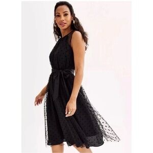 Draper James RSVP Women's Sz S Dot Black Tulle Dress Lined Full Skirt Cocktail